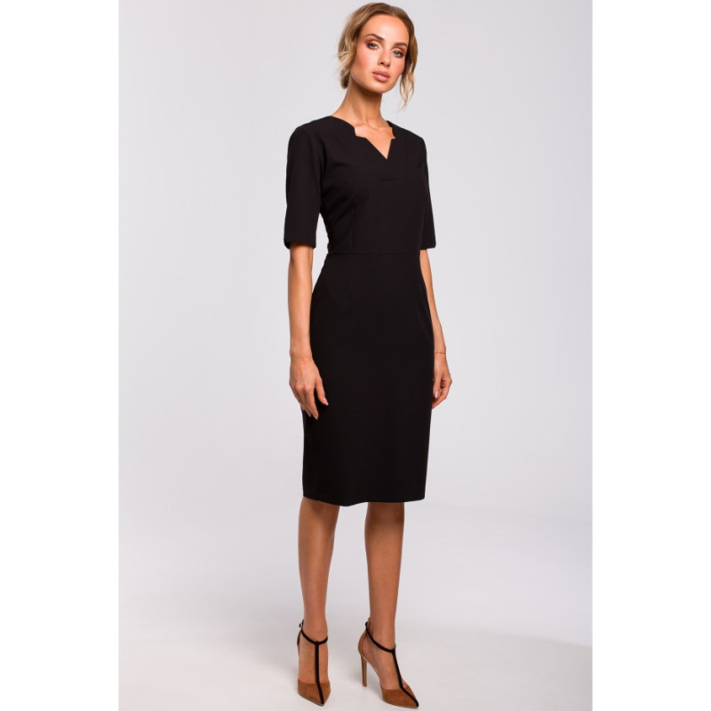 M455 Sukienka z dekoltem V - czarna