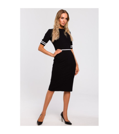 M461 Sukienka ze wstawkami ze ściągacza - czarna