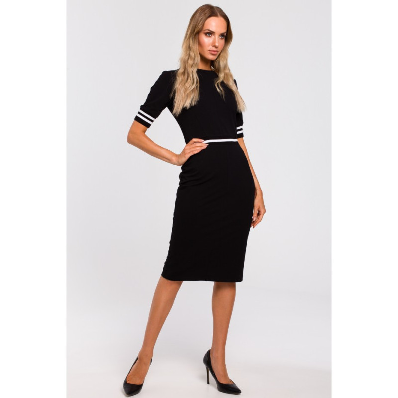 M461 Sukienka ze wstawkami ze ściągacza - czarna