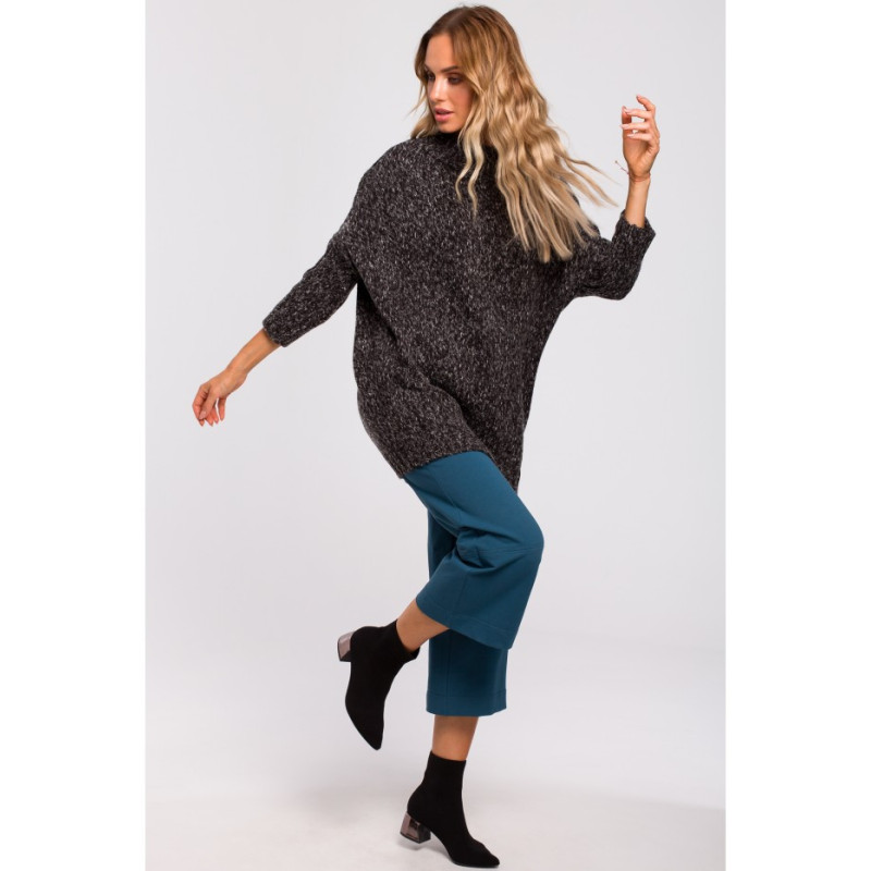 M470 Ciepły sweter z półgolfem - grafitowy