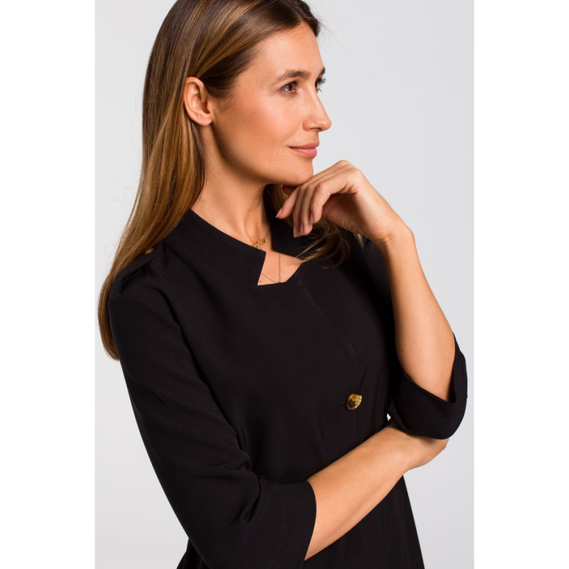 S189 Sukienka żakietowa z gumką - czarna