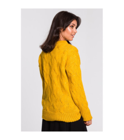 BK038 Sweter ze splotem typu warkocz - miodowy