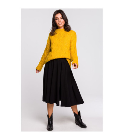 BK038 Sweter ze splotem typu warkocz - miodowy