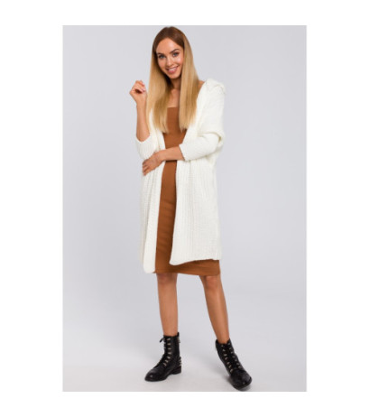 M475 Kardigan oversize z kapturem - ecru
