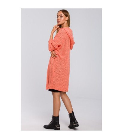 M475 Kardigan oversize z kapturem - brzoskwiniowy