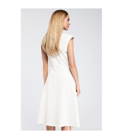 M296 Dopasowana sukienka kontrafałda - ecru