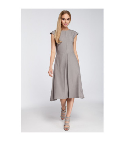 M296 Dopasowana sukienka kontrafałda - szara
