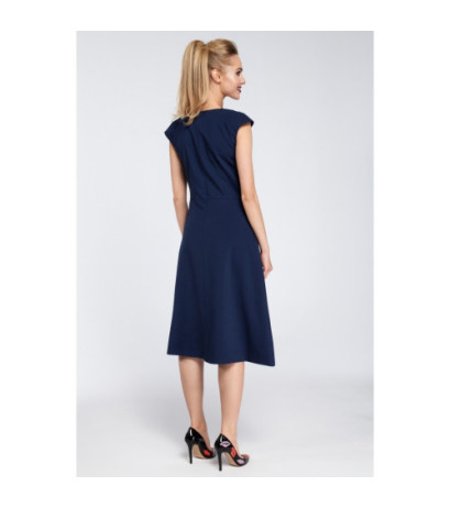 M296 Dopasowana sukienka kontrafałda - granatowa