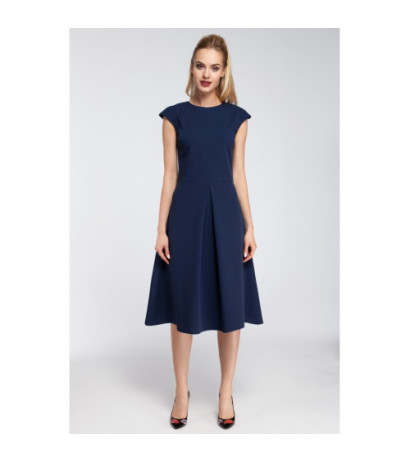 M296 Dopasowana sukienka kontrafałda - granatowa