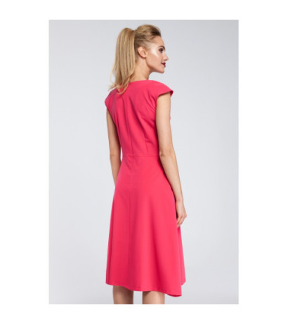 M296 Dopasowana sukienka kontrafałda - różowa