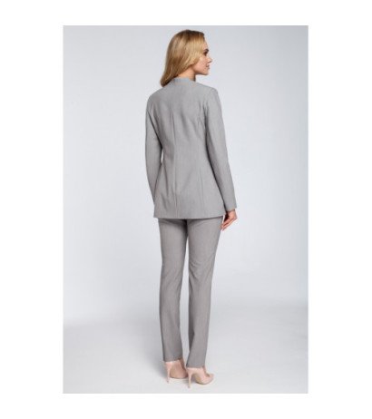 M304 Stylowy elegancki żakiet zapinany - szary