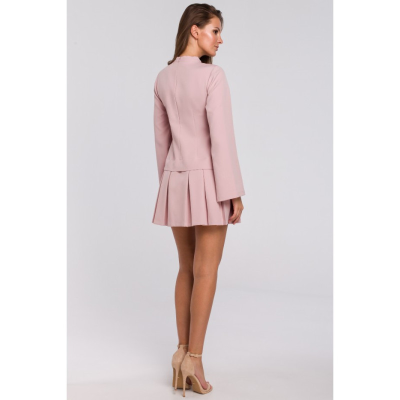 K021 Sukienka z kontrafałdami na dole - brudno-różowa