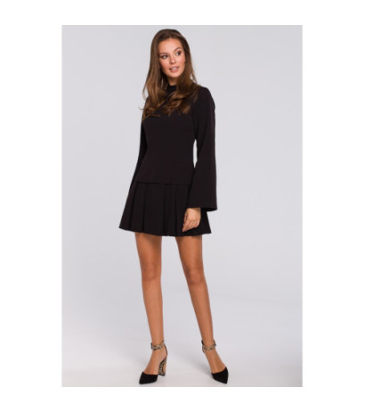 K021 Sukienka z kontrafałdami na dole - czarna