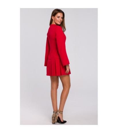 K021 Sukienka z kontrafałdami na dole - czerwona