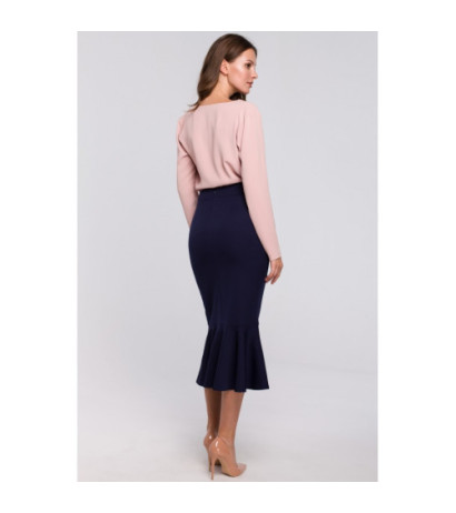 K025 Spódnica z falbanką u dołu - atramentowa