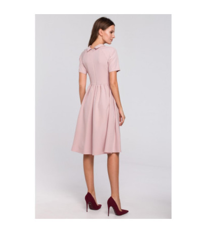 K028 Sukienka ze stójką - brudno-różowa