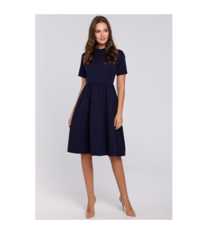 K028 Sukienka ze stójką - atramentowa