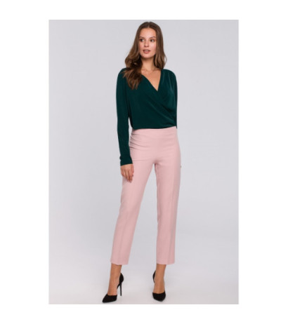 K037 Bluzka kopertowa z długim rękawem - zielona