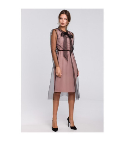 K039 Tulle dress with ties at the neck - powder blue