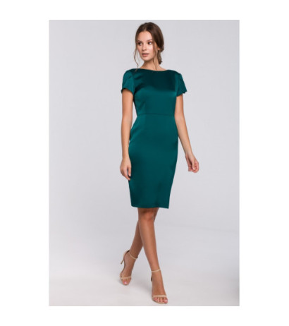 K041 Sukienka z dekoltem typu woda z tyłu - zielona