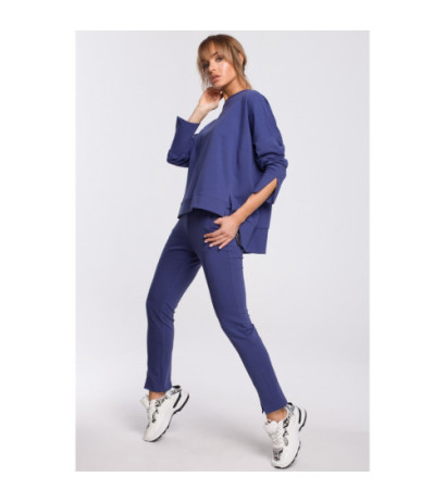 M491 Bluza z rozcięciami na bokach i lampasem - indygo