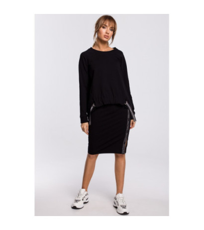 M492 Bluza z klamerkami i lampasami - czarna