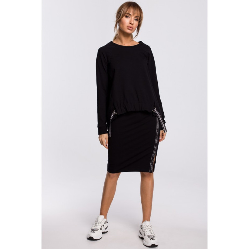 M492 Bluza z klamerkami i lampasami - czarna