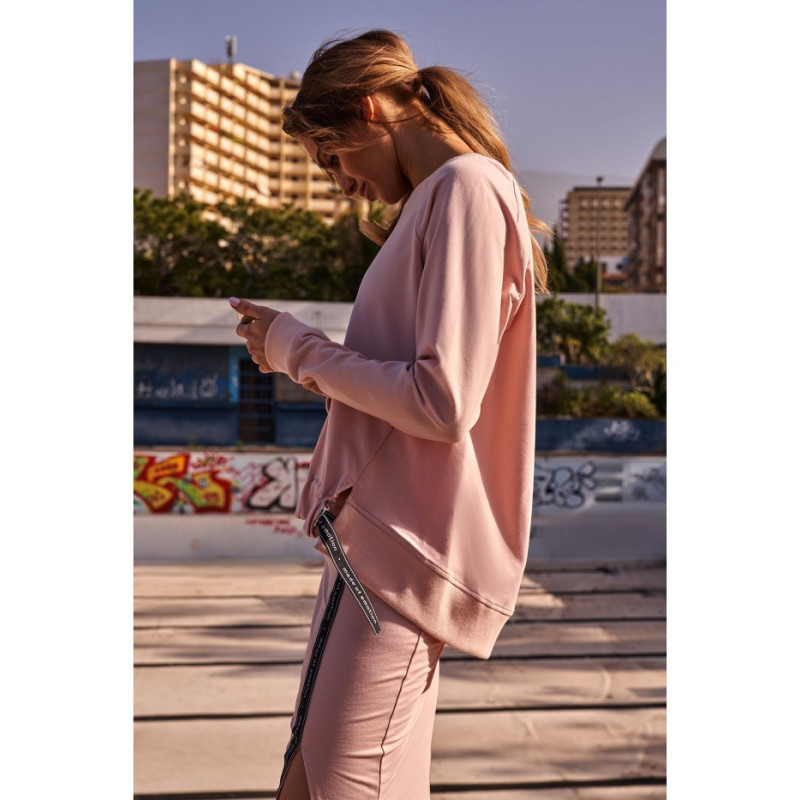 M492 Bluza z klamerkami i lampasami - cukierkowo-różowa