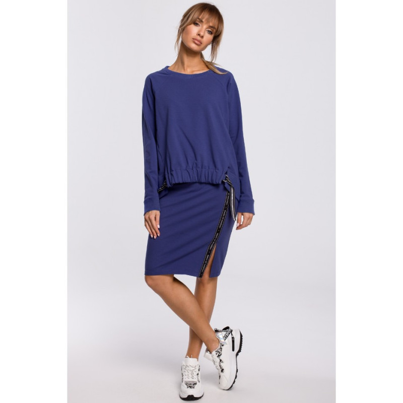 M492 Bluza z klamerkami i lampasami - indygo