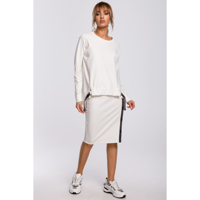 M492 Bluza z klamerkami i lampasami - ecru