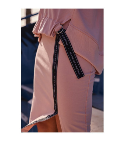 M494 Spódnica z rozcięciem i lampasem - cukierkowy róż