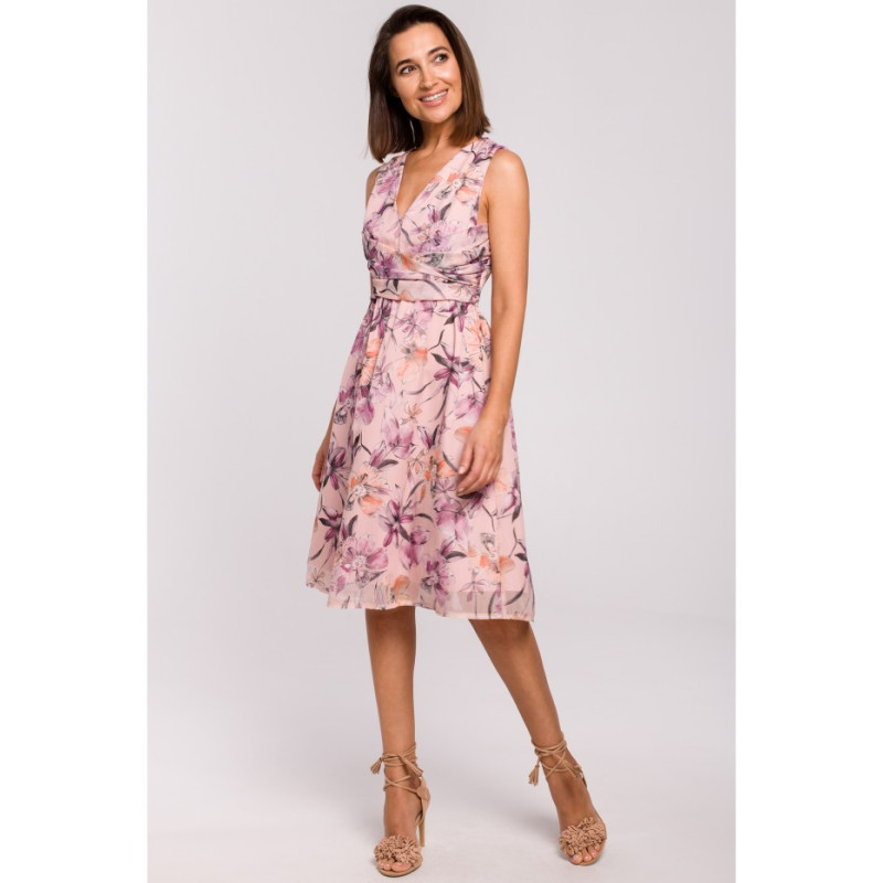 S225 Sukienka szyfonowa bez rękawów - model 2