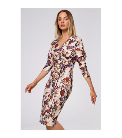 M524 Sukienka z kopertową górą i nadrukiem - model 2