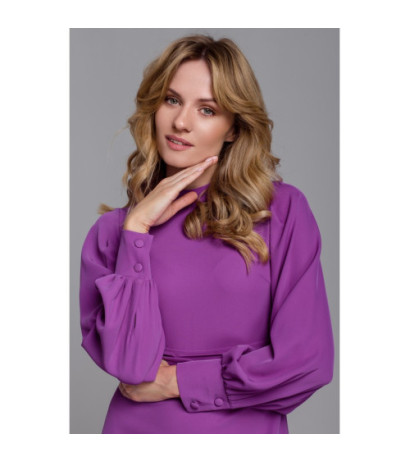 K078 Sukienka z marszczonym paskiem - lawendowa