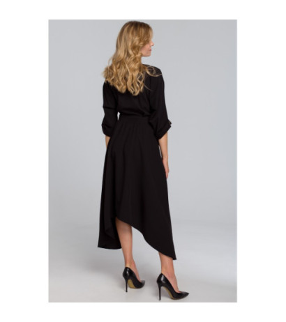 K086 Sukienka z asymetrycznym dołem - czarna