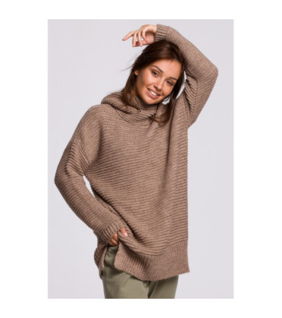 BK047 Sweter oversize z golfem - cappuccino
