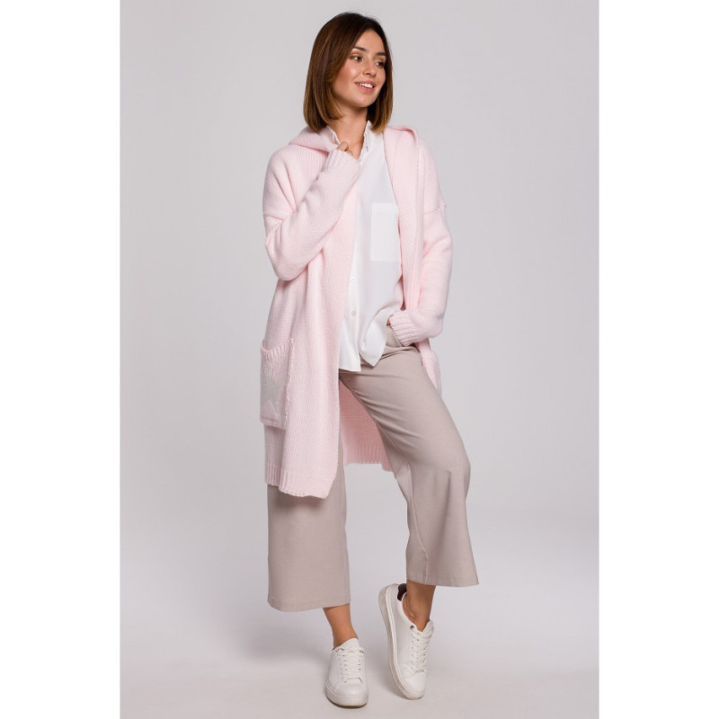 BK063 Kardigan z motywem gwiazdy - pudrowy