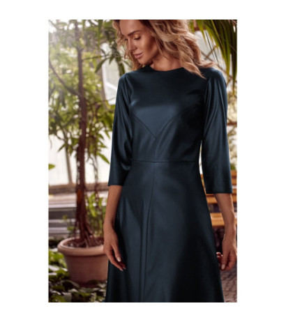 M541 Sukienka ze sztucznej skóry - zielona