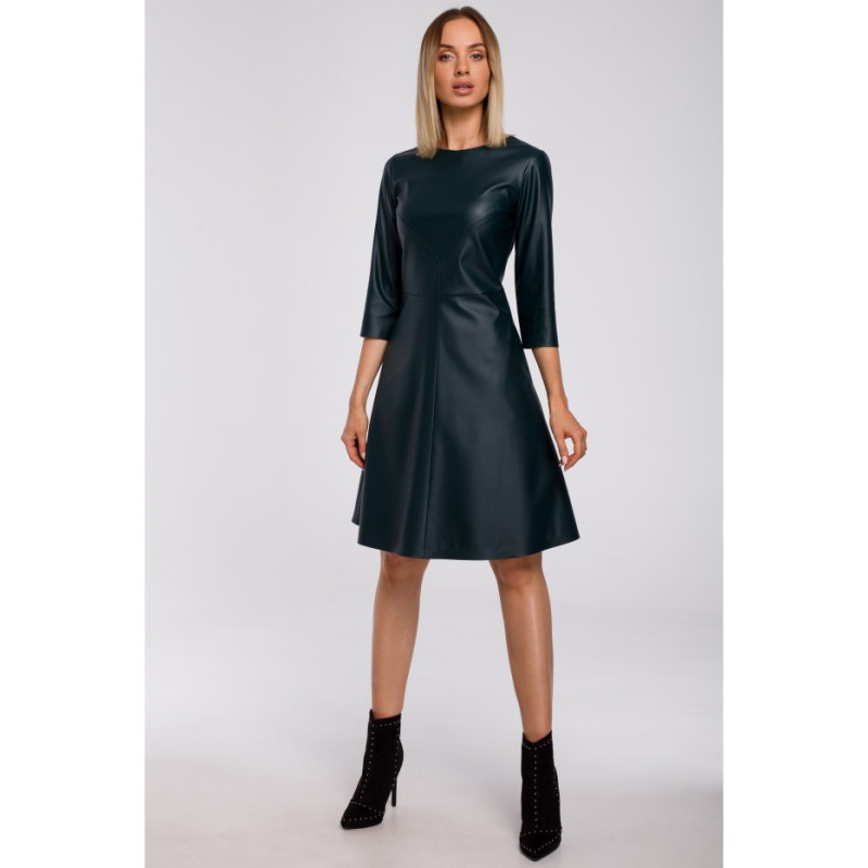 M541 Sukienka ze sztucznej skóry - zielona