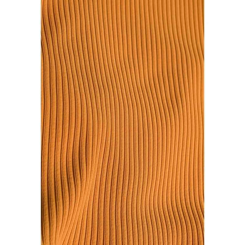 M544 Sukienka maxi z rozcięciem na nogę - musztardowa