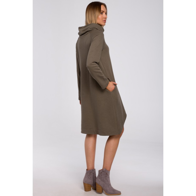 M551 Sukienka z asymetrycznym dołem - khaki