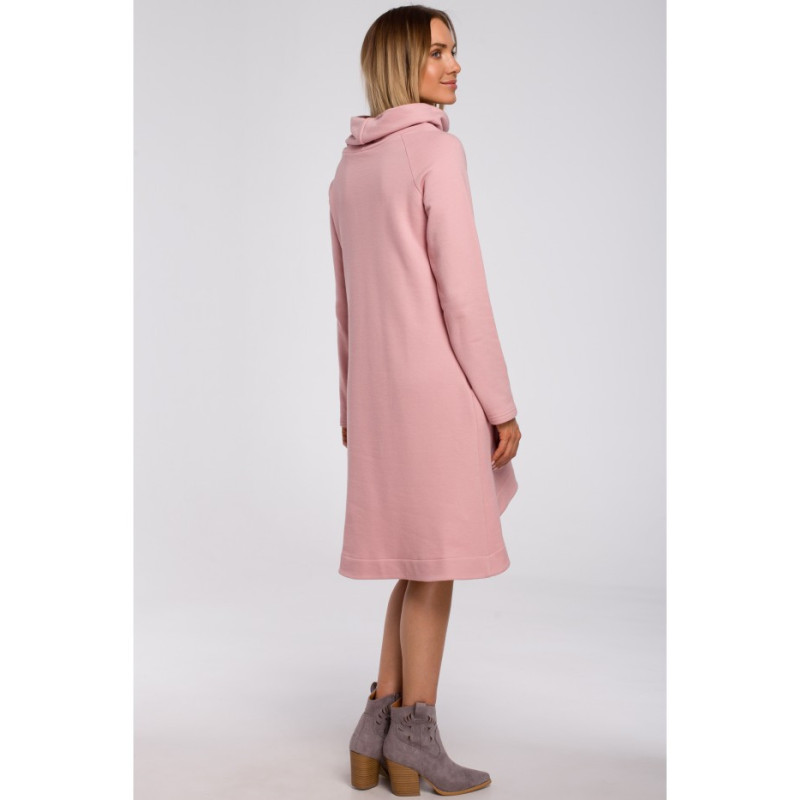 M551 Sukienka z asymetrycznym dołem - pudrowa