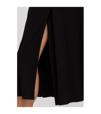 S234 Sukienka z rozkloszowanym dołem - czarna