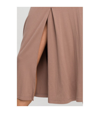 S234 Sukienka z rozkloszowanym dołem - cappuccino