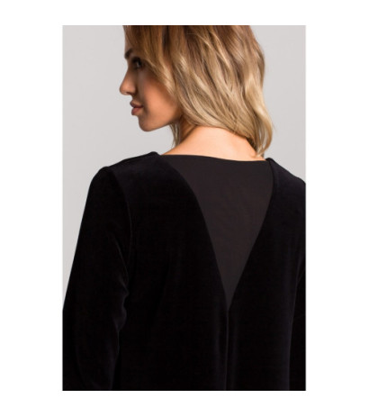 M566 Welurowa Sukienka Trapezowa - czarna