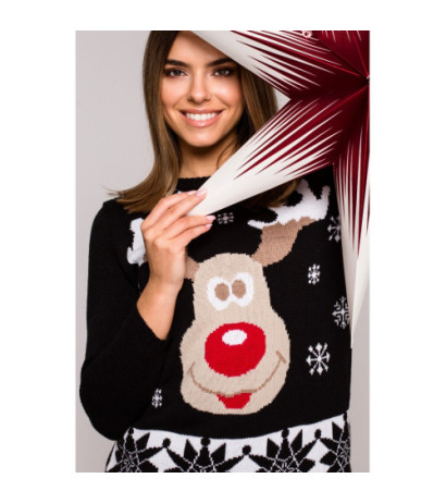 MXS04 Christmas sweater with reindeer - black