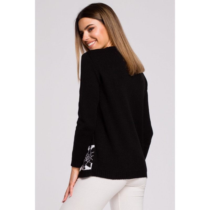 MXS04 Kalėdinis džemperis su šiaurės elniais - juodas