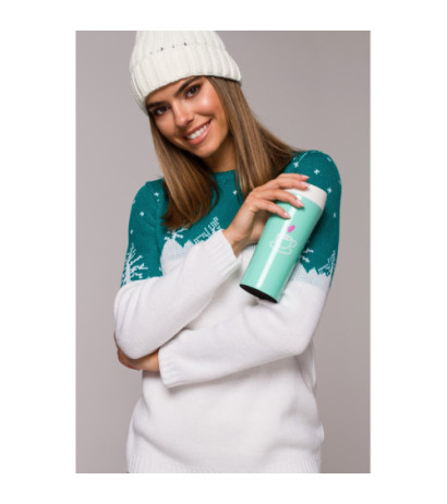 MXS05 Christmas sweater with Christmas tree motif - emerald