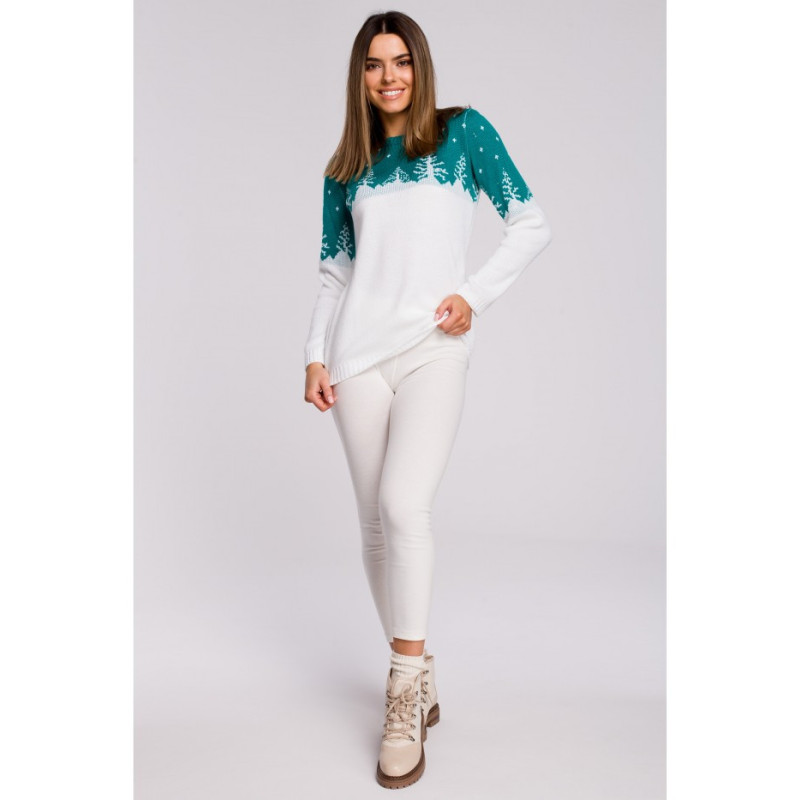 MXS05 Kalėdinis megztinis su eglutės motyvu - smaragdinis