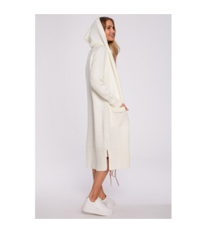M596 Kardigan Z Kapturem I Kieszeniami - ecru